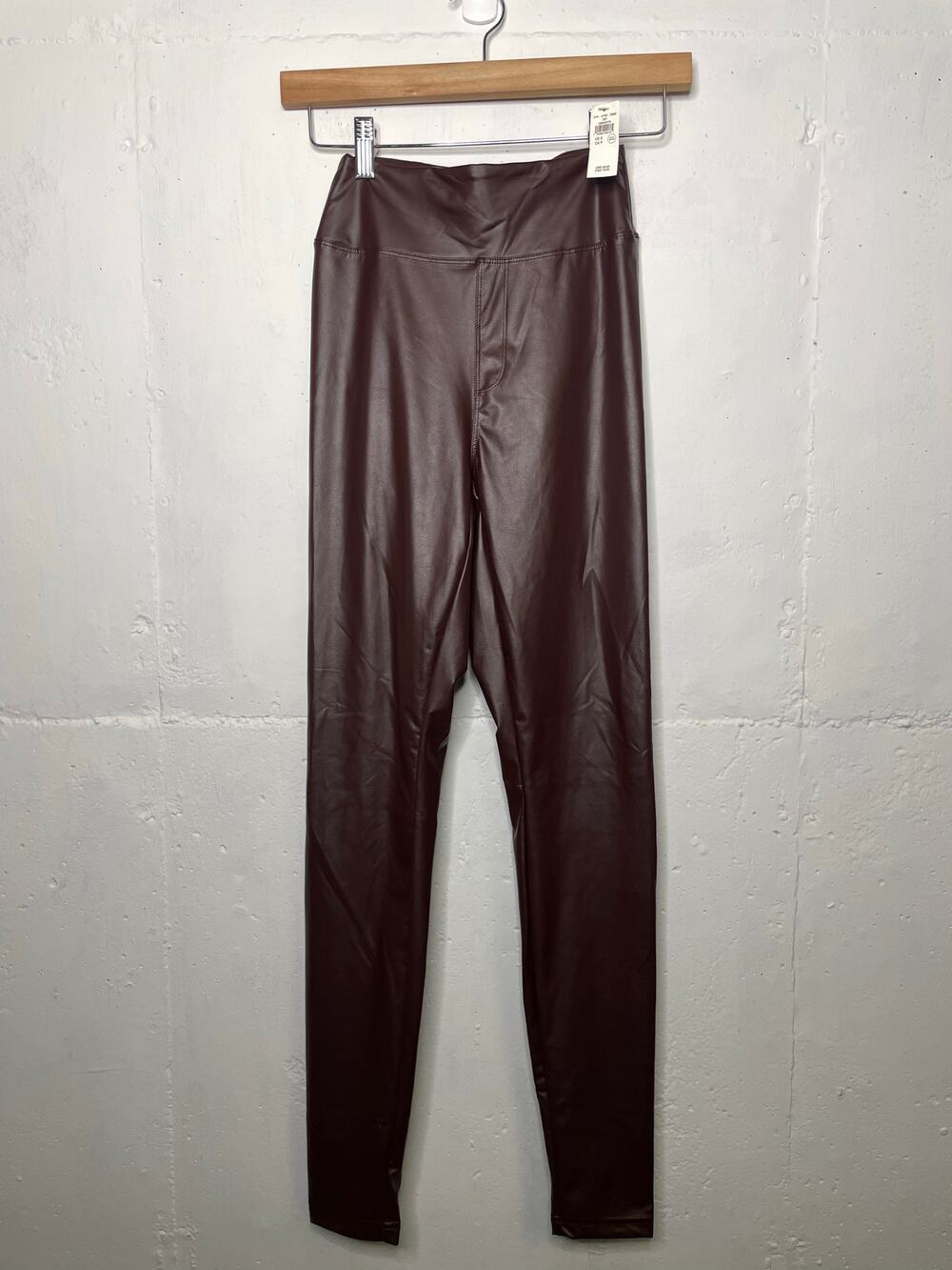 NEW Offline by Aerie SMALL Real Luxe Faux Leather High Waist Legging Dark Brown
